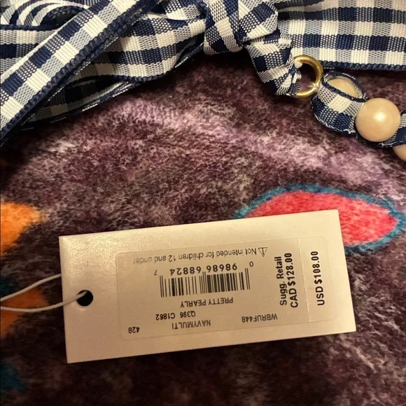 NEW Kate Spade Cream Pearl Necklace with Blue  Ribbon - Picture 4 of 4